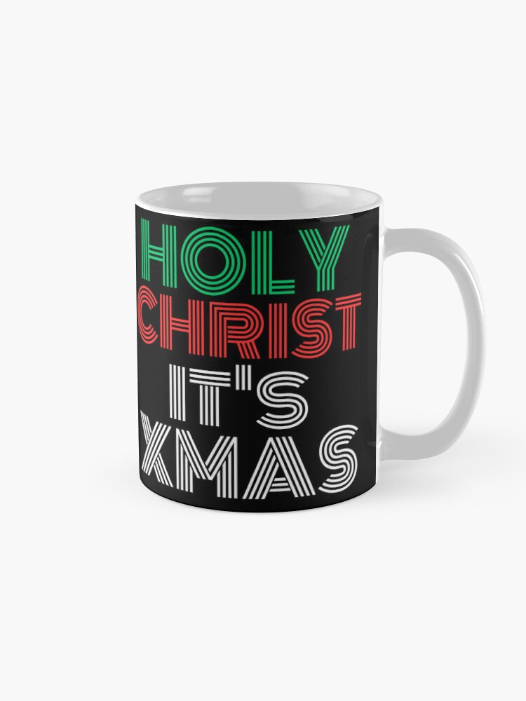 "Holy Christ It's Xmas" Modern Green Red White Stylish Minimalist Christmas Typography Coffee Mug - www.lacoo.eu