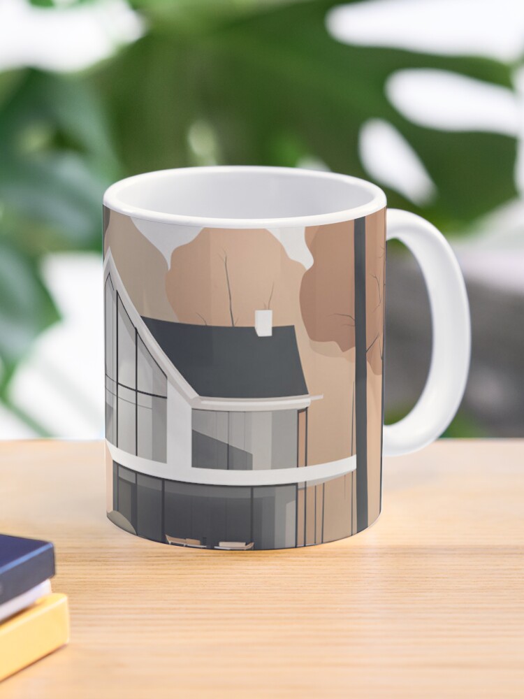 "Minimalist House and Trees Illustration" Coffee Mug - www.lacoo.eu
